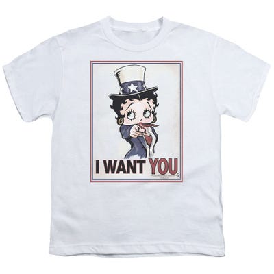 Betty Boop Auntie I Want You USA Kids T-Shirt
