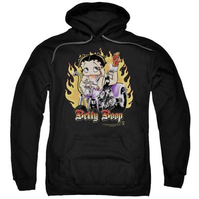 Betty Boop Biker Flames Motor Cycle Hoodie