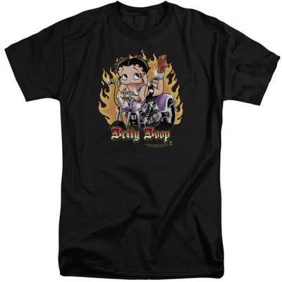 Betty Boop Biker Flames Motor Cycle Tall T-Shirt