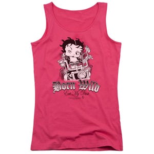 Betty Boop Born Wild Biker Girl Juniors Tank Top