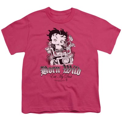 Betty Boop Born Wild Biker Girl Kids T-Shirt