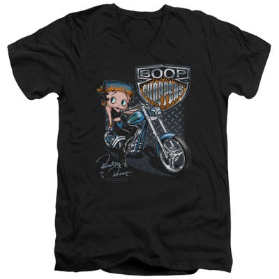 Betty Boop Chippers Biker Motor Cycle  V-Neck T-Shirt