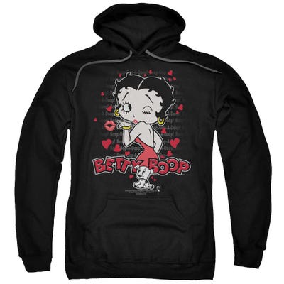 Betty Boop Classic Kiss Logo Hearts Hoodie