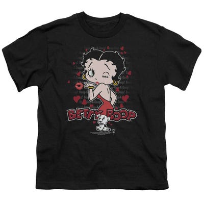 Betty Boop Classic Kiss Logo Hearts Kids T-Shirt