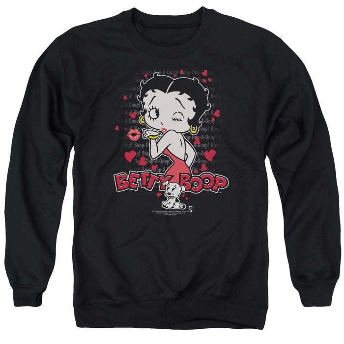 Betty Boop Classic Kiss Logo Hearts Sweatshirt