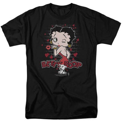 Betty Boop Classic Kiss Logo Hearts T-Shirt