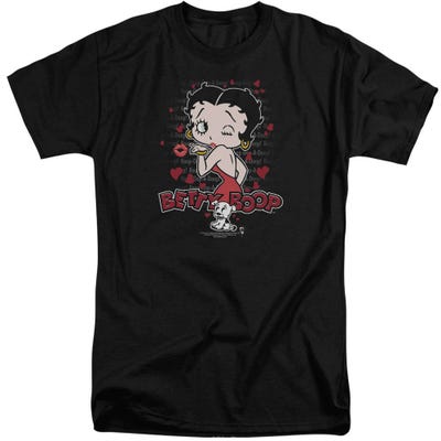 Betty Boop Classic Kiss Logo Hearts Tall T-Shirt