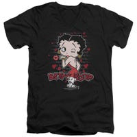 Betty Boop Classic Kiss Logo Hearts V-Neck T-Shirt