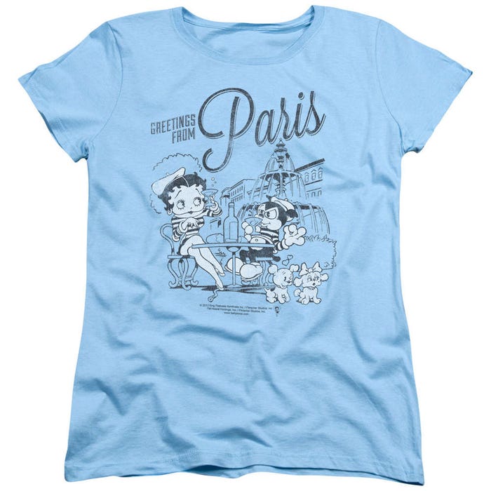 Betty Boop Greetings from Paris, France Womens T-Shirt