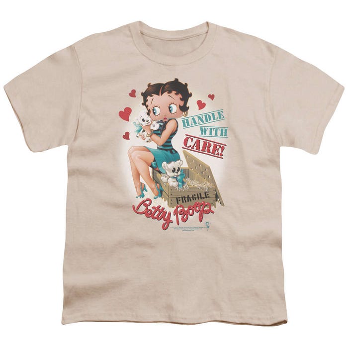 Betty Boop Handle with Care Fragile Package Kids T-Shirt