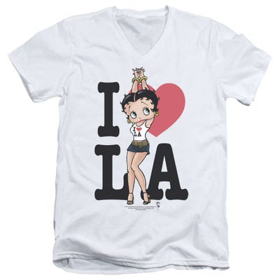 Betty Boop I Heart Love LA California V-Neck T-Shirt