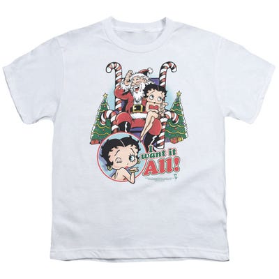 Betty Boop I Want it All for Christmas Santa Kids T-Shirt