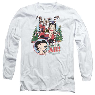 Betty Boop I Want it All for Christmas Santa Long Sleeve Shirt