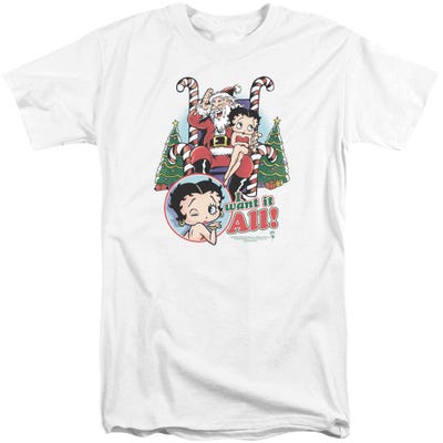 Betty Boop I Want it All for Christmas Santa Tall T-Shirt