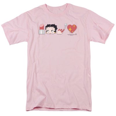 Betty Boop Lipstick Head Nails and Love Symbols T-Shirt