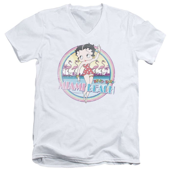 Betty Boop Maimi Beach Flordia V-Neck T-Shirt