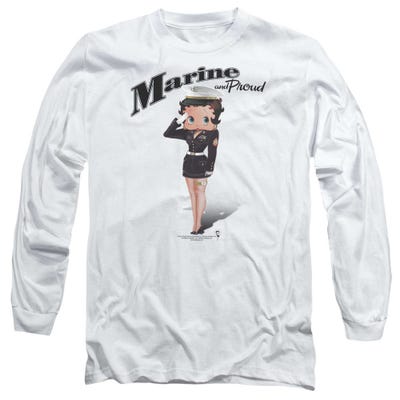 Betty Boop Marine and Proud USA Long Sleeve Shirt