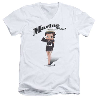 Betty Boop Marine and Proud USA V-Neck T-Shirt