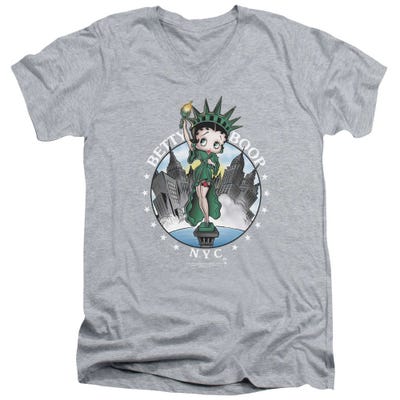 Betty Boop New York City Statue of Liberity V-Neck T-Shirt