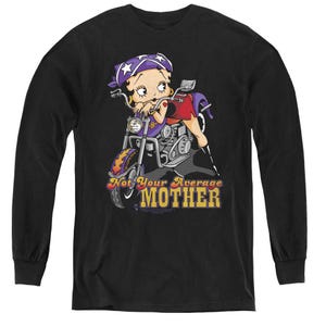 Betty Boop Not Your Average Mother Biker Girl Kids Long Sleeve Shirt