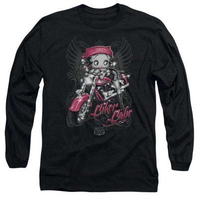 Betty Boop Pink Biker Babe Motor Cycle Long Sleeve Shirt