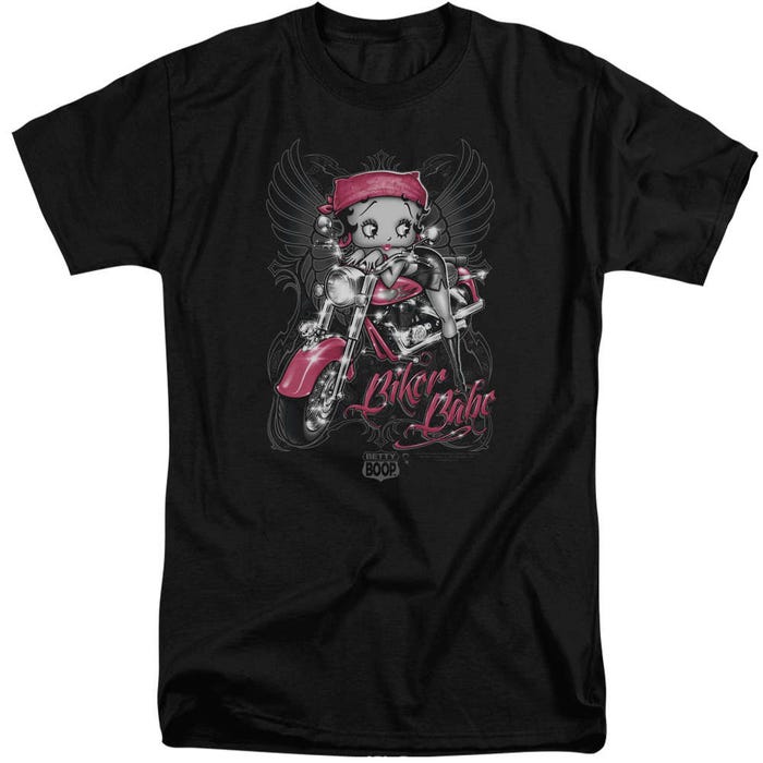 Betty Boop Pink Biker Babe Motor Cycle Tall T-Shirt