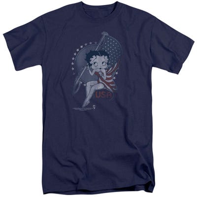 Betty Boop Proud To Be in the USA Flag Tall T-Shirt