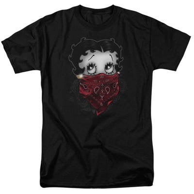 Betty Boop Red Bandana and Roses Gangster T-Shirt