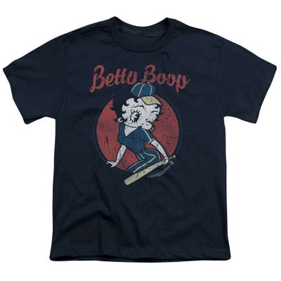 Betty Boop Retro Team Boop Baseball Logo Kids T-Shirt
