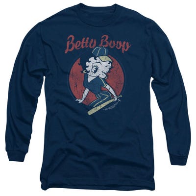Betty Boop Retro Team Boop Baseball Logo Long Sleeve Shirt