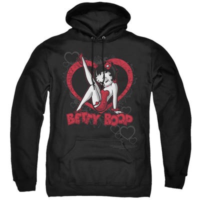 Betty Boop Scrolling Hearts Leg Up Hoodie