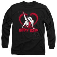 Betty Boop Scrolling Hearts Leg Up Long Sleeve Shirt