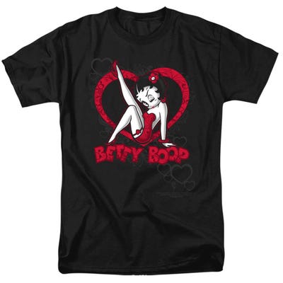 Betty Boop Scrolling Hearts Leg Up T-Shirt