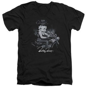 Betty Boop Storm Rider Motor Cycle Biker Girl V-Neck T-Shirt