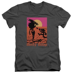 Betty Boop Summer Surfing V-Neck T-Shirt