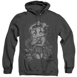 Betty Boop Tattoo Fashion Roses Adult Heather Hoodie