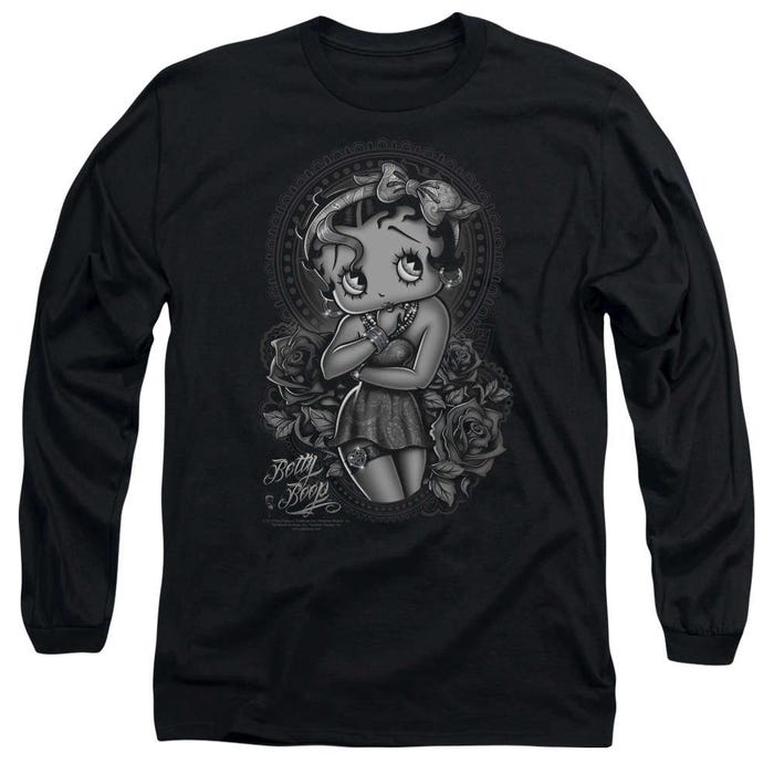 Betty Boop Tattoo Fashion Roses Long Sleeve Shirt