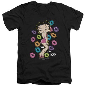 Betty Boop Tripple XO XO XO Lips V-Neck T-Shirt