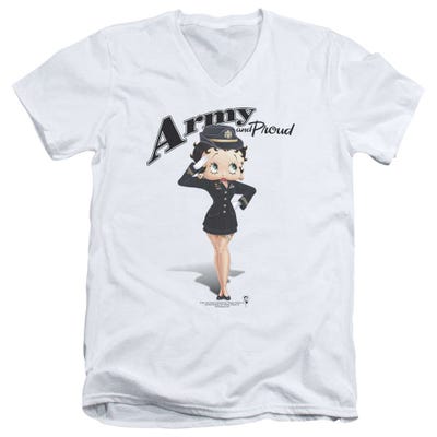 Betty Boop USA Army and Proud V-Neck T-Shirt