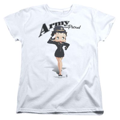 Betty Boop USA Army and Proud Womens T-Shirt