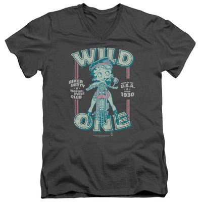 Betty Boop Wild One Motor Cycle Club USA V-Neck T-Shirt