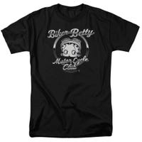 Biker Betty Boop Motor Cycle Club Chromed Logo T-Shirt