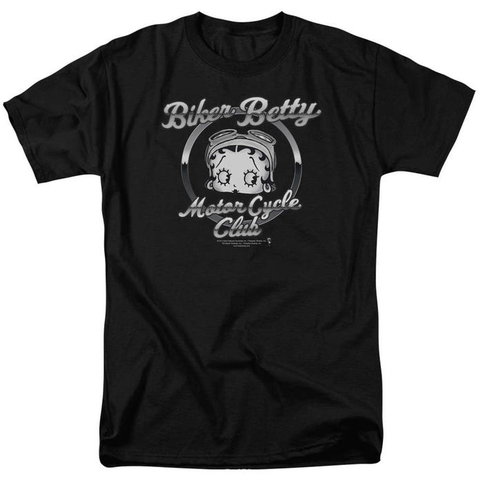 Biker Betty Boop Motor Cycle Club Chromed Logo T-Shirt