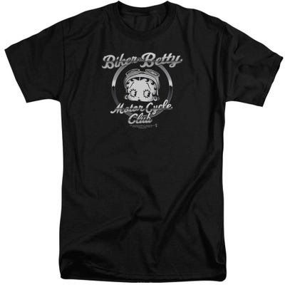Biker Betty Boop Motor Cycle Club Chromed Logo Tall T-Shirt