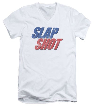 Blue & Red Logo Slap Shot V-Neck T-Shirt