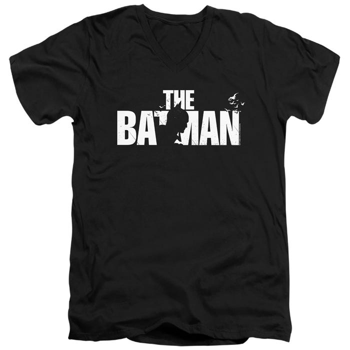 THE BATMAN SILHOUETTE TITLE V-Neck T-Shirt