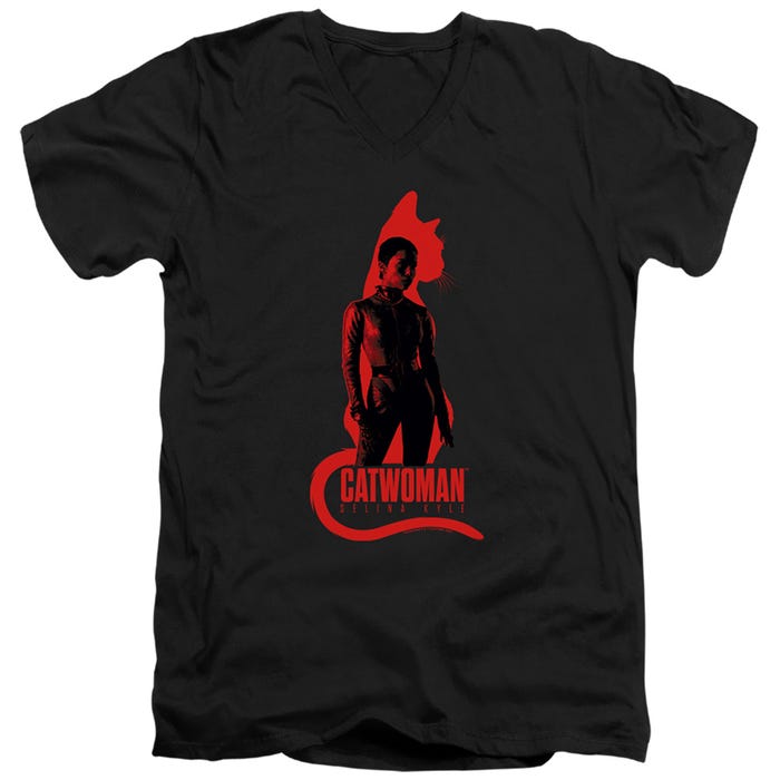 THE BATMAN SELINA KYLE CAT SILHOUETTE V-Neck T-Shirt