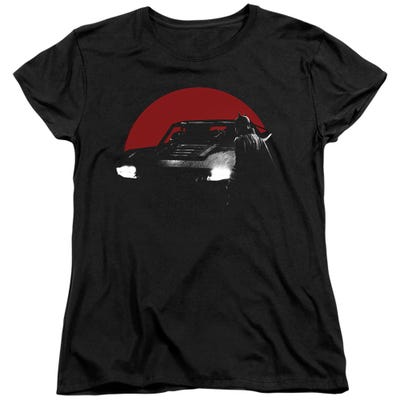 THE BATMAN RED MOON AND BATMOBILE Womens T-Shirt