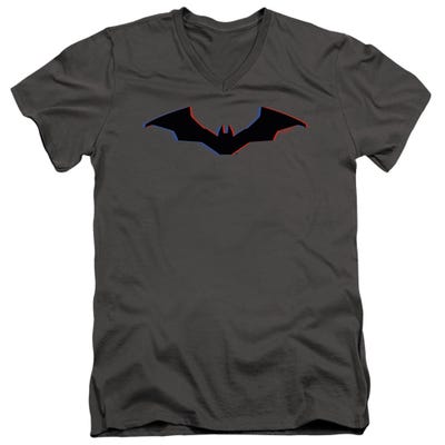 THE BATMAN TRI-COLOR BAT SILHOUETTE V-Neck T-Shirt