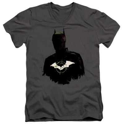 THE BATMAN SILHOUETTE WITH RIDDLER LOGO V-Neck T-Shirt